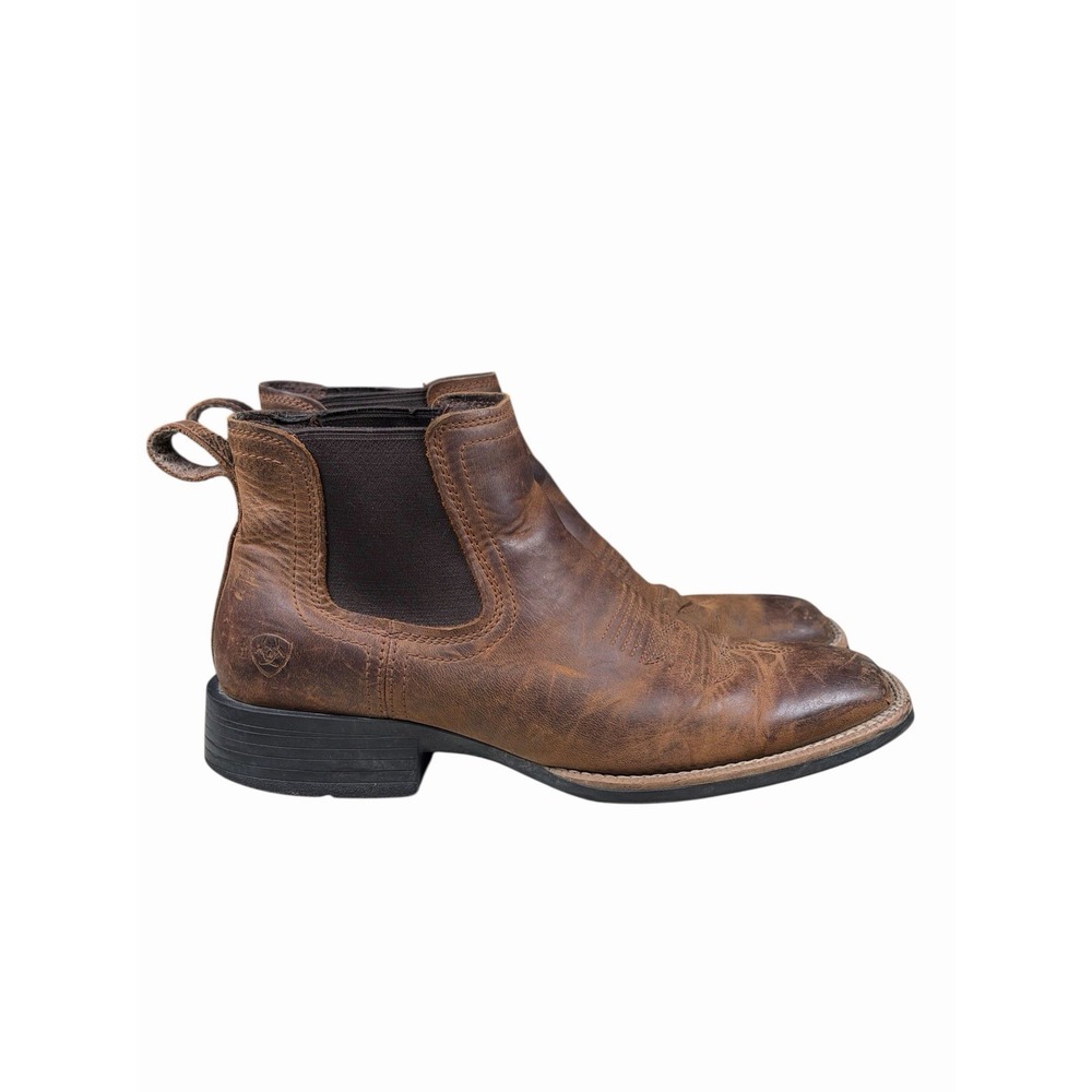 Men's Ariat Booker Western  Chelsea Wide Square Toe Boots  Brown 10031452 10 D